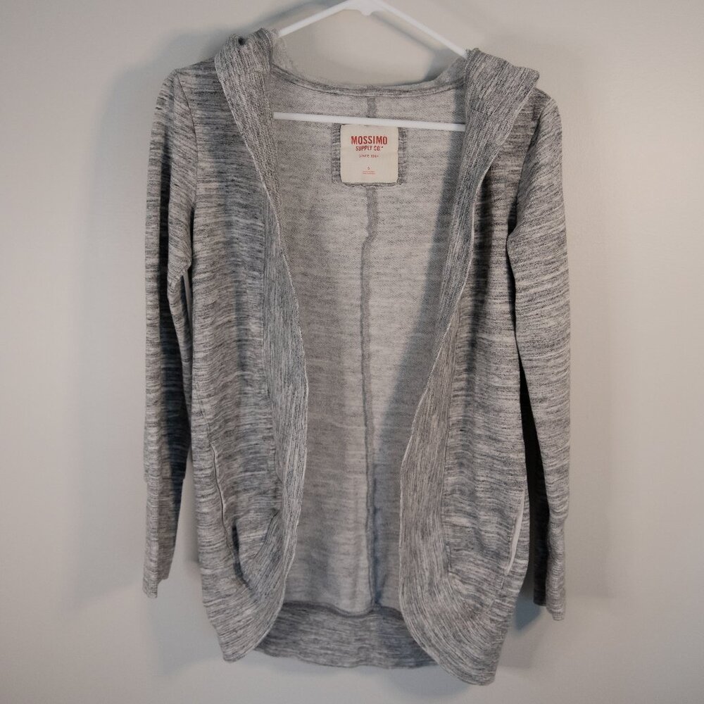 Woman's open comfort sweater with hoodie